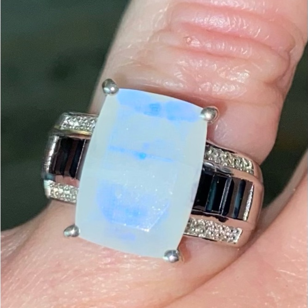 NWT Rainbow Moonstone, Black Spinel & White Zircon Ring! - Picture 10 of 10
